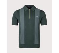 Fred Perry Mens Panel Detail Knitted Polo Shirt - Colour: 30A Grassroots - Size: Large