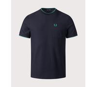 Fred Perry Mens Regular Fit Pocket Detail Piqué T-Shirt - Colour: 608 Navy - Size: Medium