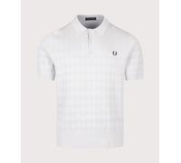 Fred Perry Mens Regular Fit Pointelle Knitted Polo Shirt - Colour: 28A Dusky Blue - Size: XXL