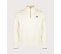 Fred Perry Mens Regular Fit Quarter Zip Sweatshirt - Colour: 68C Ecru/Seagrass/Dark Airforce - Size: XL