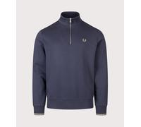 Fred Perry Mens Regular Fit Quarter Zip Sweatshirt - Colour: 72C Dark Airforce/Ecru/Seagrass - Size: Medium