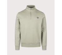 Fred Perry Mens Regular Fit Quarter Zip Sweatshirt - Colour: 76C Seagrass/Ecru/Dark Airforce - Size: Medium