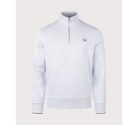 Fred Perry Mens Quarter Zip Sweatshirt - Colour: 80B Dusky Blue/Ecru/Laurel Wreath Green - Size: Medium
