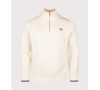 Fred Perry Mens Quarter Zip Sweatshirt - Colour: 84A Ecru/Oxblood/Grass Roots - Size: XL