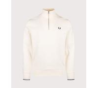 Fred Perry Mens Regular Fit Quarter Zip Sweatshirt - Colour: 94B Ecru/Dusky Blue/French Navy - Size: Large
