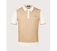 Fred Perry Mens Regular Fit Tonic Waffle Knitted Polo Shirt - Colour: 560 Ecru - Size: Large