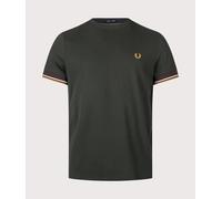 Fred Perry Mens Regular Fit Twin Tipped Cuff T-Shirt - Colour: Q20 Night Green - Size: Small
