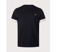 Fred Perry Mens Regular Fit Twin Tipped Cuff T-Shirt - Colour: R88 Black - Size: Medium