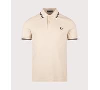 Fred Perry Mens Regular Fit Twin Tipped Fred Perry Polo Shirt - Colour: 07C Oatmeal/Black/Black - Size: XXL