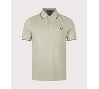 Fred Perry Mens Regular Fit Twin Tipped Fred Perry Polo Shirt - Colour: 76C Seagrass/Ecru/Dark Airforce - Size: Small