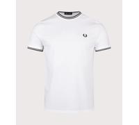 Fred Perry Mens Regular Fit Twin Tipped T-Shirt - Colour: 100 White - Size: XXL