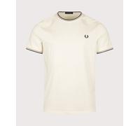 Fred Perry Mens Regular Fit Twin Tipped T-Shirt - Colour: 68C Ecru/Seagrass/Dark Airforce - Size: XL