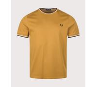 Fred Perry Mens Regular Fit Twin Tipped T-Shirt - Colour: 80C Dark Caramel/Dusky Blue/Night Green - Size: Large