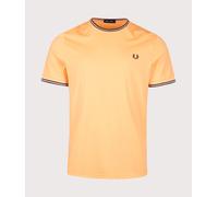 Fred Perry Mens Regular Fit Twin Tipped T-Shirt - Colour: 82B Peach/French Navy/French Navy - Size: Medium