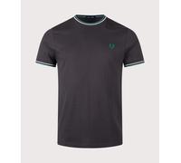 Fred Perry Mens Regular Fit Twin Tipped T-Shirt - Colour: 85B Anchor Grey/Light Ice/Sport Green - Size: Large