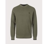 Fred Perry Mens Regular Fit Waffle Stitch Jumper - Colour: X21 Laurel Wreath Green - Size: XL