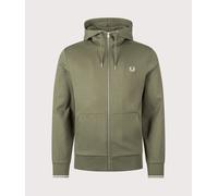 Fred Perry Mens Regular Fit Zip Through Hoodie - Colour: 87B Laurel Wreath Green/Ecru/Dusky Blue - Size: Medium