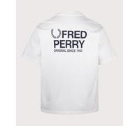 Fred Perry Mens Relaxed Fit Back Print Fred Perry Text T-Shirt - Colour: 129 Snow White - Size: Medium