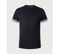 Fred Perry Mens Striped Cuff T-Shirt - Colour: 102 Black - Size: Medium