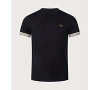 Fred Perry Mens Striped Cuff T-Shirt - Colour: 184 Black - Size: XXL