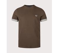 Fred Perry Mens Striped Cuff T-Shirt - Colour: Q21 Burnt Tobacco - Size: Large