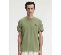 Fred Perry Mens Striped Cuff T-Shirt - Olive Mint X88 - Olive Mint X88 - XL