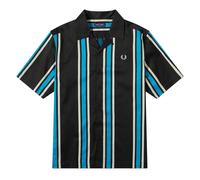 Fred Perry Mens Striped Revere Collar Shirt - Black/Blue - S - Black/Blue - 100% Cotton