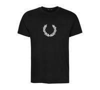 Fred Perry Mens Textured Laurel Wreath T-Shirt Black Cotton - Size Small