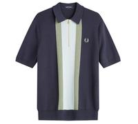 Fred Perry Men's Textured Stripe Knitted Zip Polo Shirt Dark Airforce
