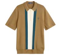 Fred Perry Men's Textured Stripe Knitted Zip Polo Shirt Shaded Stone