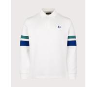Fred Perry Mens Tipped Sleeve Collared Sweatshirt - Colour: 129 Snow White - Size: Medium
