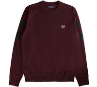 Fred Perry Mens Tipped Sleeve Oxblood Red Crewneck Jumper Wool - Size Small