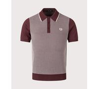 Fred Perry Mens Tonic Waffle Knitted Shirt - Colour: 597 Oxblood - Size: Medium