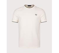 Fred Perry Mens Regular Fit Trim Detail Crepe Piqué T-Shirt - Colour: 560 Ecru - Size: XL