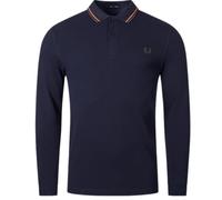 Fred Perry Mens Twin Tipped Collar Dark Navy Blue Long Sleeve Polo Shirt Cotton - Size X-Small