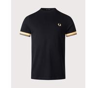 Fred Perry Mens Twin Tipped Cuff T-Shirt - Black/Champagne 90A - Black/Champagne 90A - M