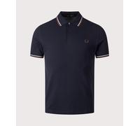 Fred Perry Mens Twin Tipped Fred Perry Polo Shirt - Colour: 52A Navy/Warm Oat/Burnt Tobacco - Size: Large Large
