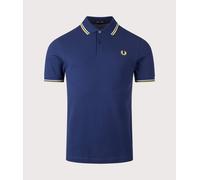 Fred Perry Mens Twin Tipped Fred Perry Polo Shirt - Colour: 83B French Navy/Dusky Blue/Citron - Size: Large