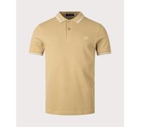 Fred Perry Mens Twin Tipped Fred Perry Polo Shirt - Colour: V19 Warm Stone/Oatmeal/Oatmeal - Size: Medium