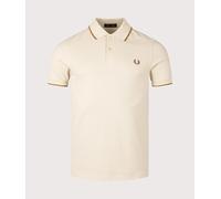 Fred Perry Mens Twin Tipped Fred Perry Polo Shirt - Colour: Y56 Oatmeal/Champion's Gold/Shaded Stone - Size: Medium Medium