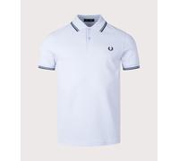Fred Perry Mens Twin Tipped Fred Perry Polo Shirt - Colour: Y58 Light Smoke/Petrol Blue/Navy - Size: Medium