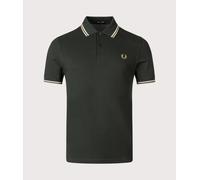 Fred Perry Mens Twin Tipped Fred Perry Polo Shirt - Colour: Y65 Night Green/Light Ecru/Olive Mint - Size: XL