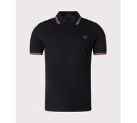 Fred Perry Mens Twin Tipped Fred Perry Polo Shirt - Colour: Y67 Black/Putty Pink/Whisky Brown - Size: Medium