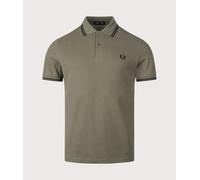 Fred Perry Mens Twin Tipped Fred Perry Polo Shirt - Colour: Z50 Laurel Wreath Green/Black/Black - Size: XXL