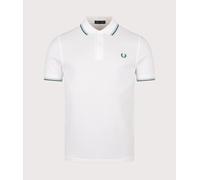 Fred Perry Mens Twin Tipped Fred Perry Polo Shirt - Colour: Z52 Snow White/Track Blue/Sport Green - Size: Medium