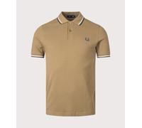 Fred Perry Mens Twin Tipped Fred Perry Polo Shirt - Colour: Z60 Shaded Stone/Ecru/Dark Petrol - Size: Medium