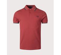Men's FRED PERRY TWIN TIPPED POLO SHIRT BURNT RED/SPORT GREEN/NAVY