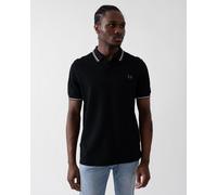 Fred Perry Mens Twin Tipped Signature Polo Shirt Colour: Black/Ecru/Laurel Wreath Green W54, Size: XL