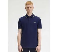 Fred Perry Mens Twin Tipped Signature Polo Shirt Pre A/W 25 - French Navy/Olive Mint Y59 - French Navy/Olive Mint Y59 - M