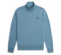 Fred Perry Mens Twin Tipped Sleeve Ash Blue Half Zip Sweatshirt Cotton - Size X-Small